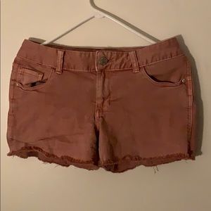 Pink frayed shorts